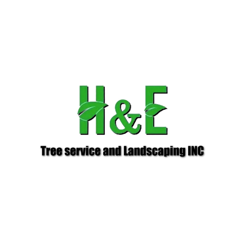HE tree service landscaping logo